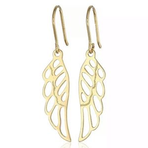 Women Gold Hoop Earrings Simple Wing Shaped Wedding Earrings